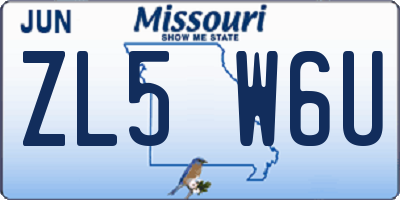 MO license plate ZL5W6U