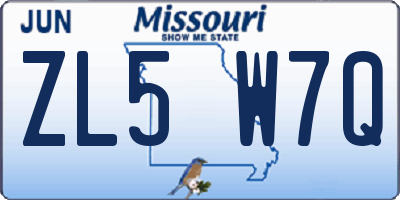 MO license plate ZL5W7Q