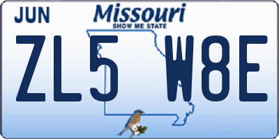 MO license plate ZL5W8E