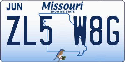 MO license plate ZL5W8G
