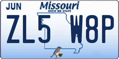 MO license plate ZL5W8P