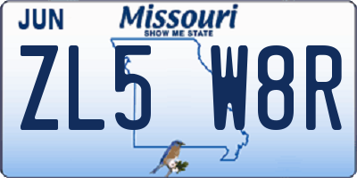 MO license plate ZL5W8R
