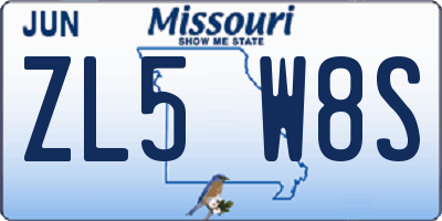 MO license plate ZL5W8S