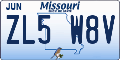 MO license plate ZL5W8V