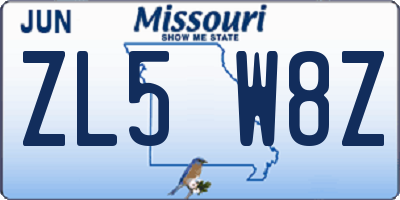 MO license plate ZL5W8Z