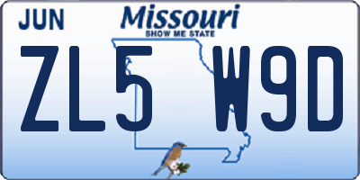 MO license plate ZL5W9D