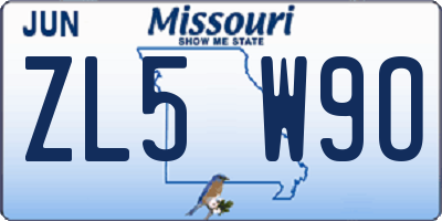 MO license plate ZL5W9O
