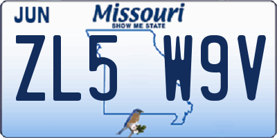 MO license plate ZL5W9V