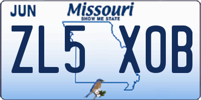 MO license plate ZL5X0B