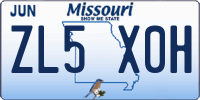 MO license plate ZL5X0H
