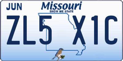 MO license plate ZL5X1C
