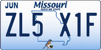 MO license plate ZL5X1F