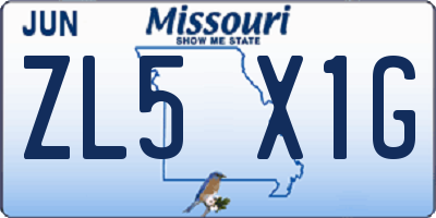 MO license plate ZL5X1G