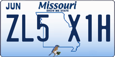 MO license plate ZL5X1H