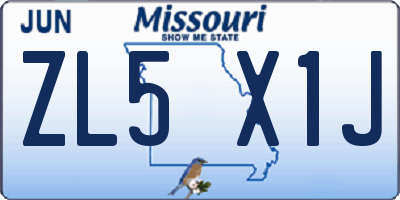 MO license plate ZL5X1J