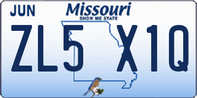 MO license plate ZL5X1Q