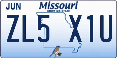 MO license plate ZL5X1U