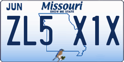 MO license plate ZL5X1X