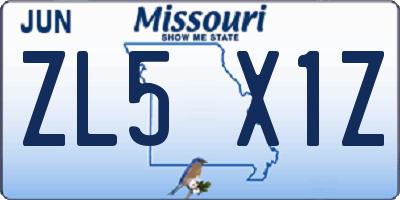 MO license plate ZL5X1Z