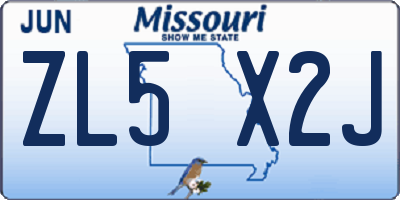 MO license plate ZL5X2J