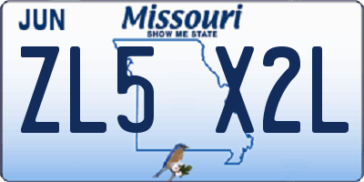 MO license plate ZL5X2L