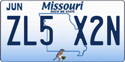MO license plate ZL5X2N
