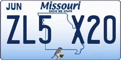 MO license plate ZL5X2O