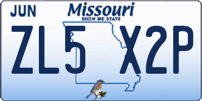 MO license plate ZL5X2P
