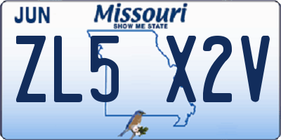 MO license plate ZL5X2V