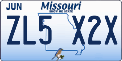 MO license plate ZL5X2X