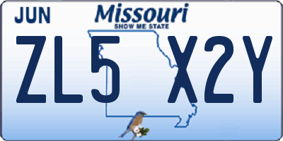 MO license plate ZL5X2Y