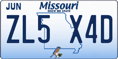 MO license plate ZL5X4D