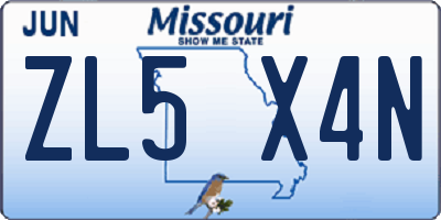 MO license plate ZL5X4N