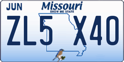 MO license plate ZL5X4O