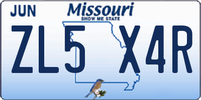 MO license plate ZL5X4R