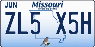 MO license plate ZL5X5H