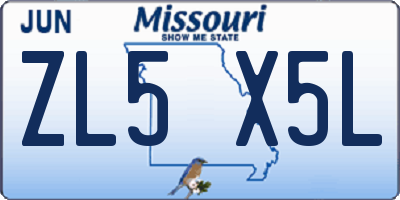 MO license plate ZL5X5L