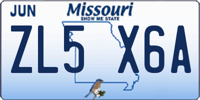 MO license plate ZL5X6A