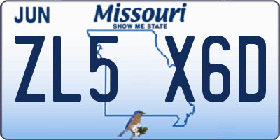 MO license plate ZL5X6D