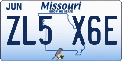 MO license plate ZL5X6E