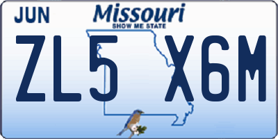 MO license plate ZL5X6M