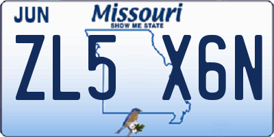 MO license plate ZL5X6N