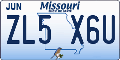 MO license plate ZL5X6U