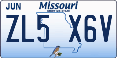 MO license plate ZL5X6V