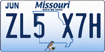 MO license plate ZL5X7H