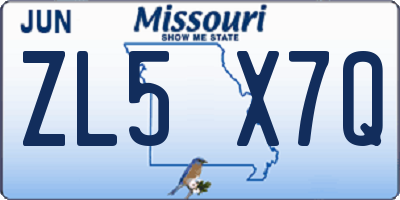 MO license plate ZL5X7Q