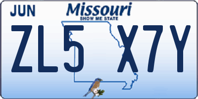 MO license plate ZL5X7Y