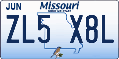 MO license plate ZL5X8L