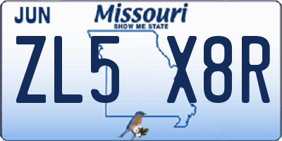 MO license plate ZL5X8R