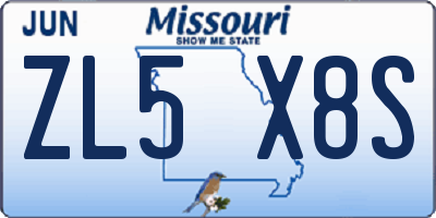 MO license plate ZL5X8S